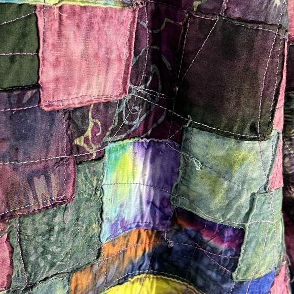 Vintage Sz Medium Quilted Jacket Long Sleeve Patchwork Open Front Boho *READ* - Picture 8 of 12